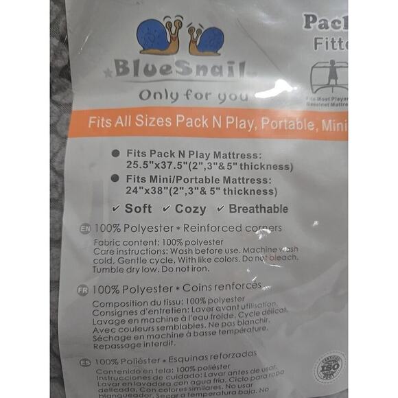 Blue Snail Baby Gray Textured Soft Changing Table Fitted Sheet Portable Stretchy - Picture 2 of 8